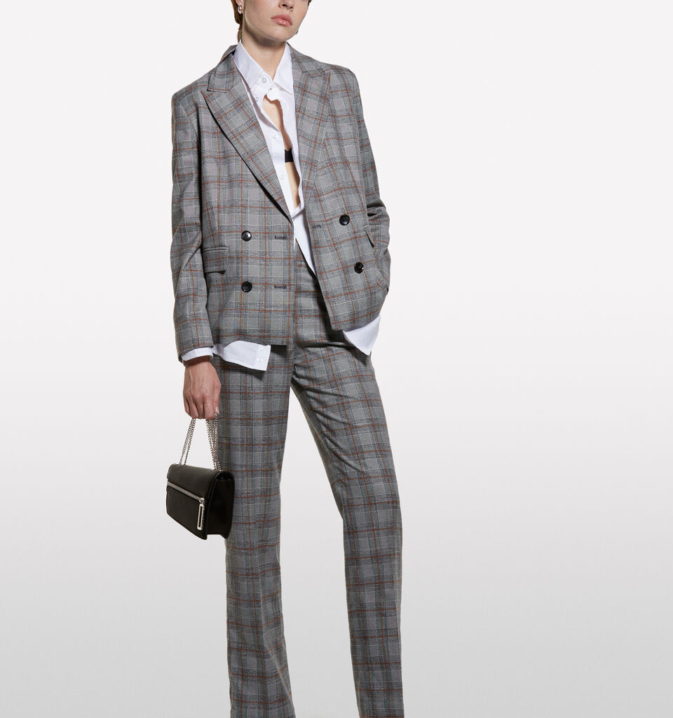 Μπλέιζερ καρό από φανέλα  - μπλέιζερ γυναικεία - Γκρι | Sisley image number 1